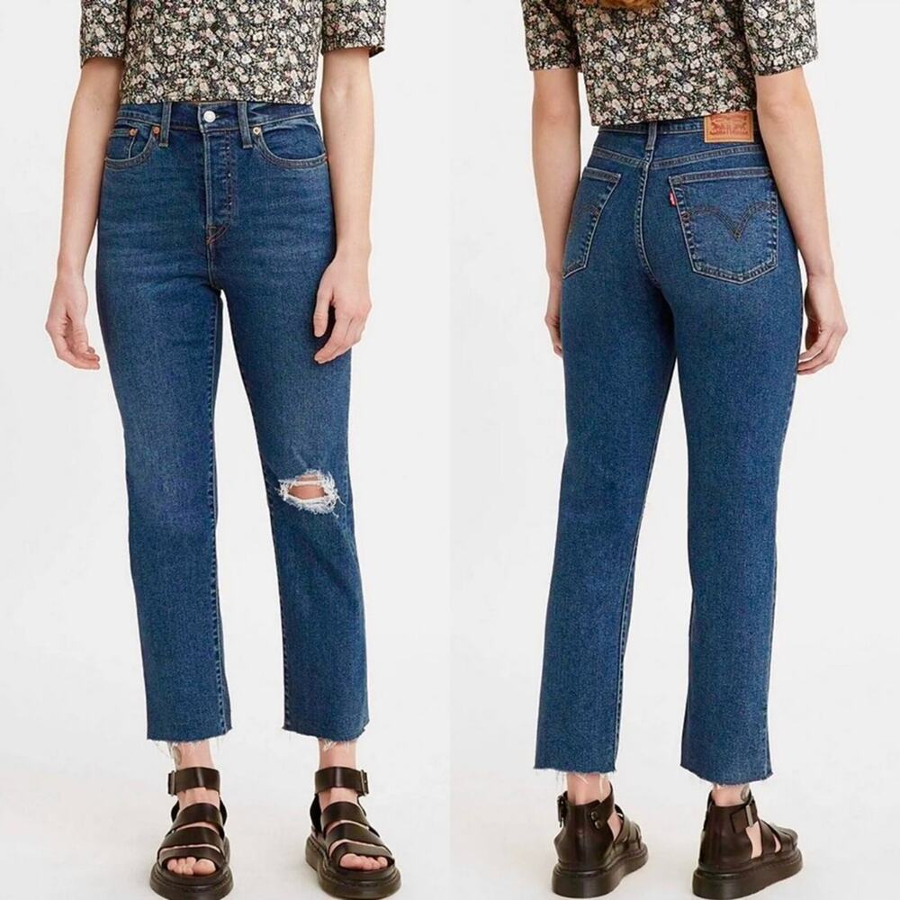 Levi's Wedgie Straight Leg Busted Knee Jeans in Queen of Meadow sz 25